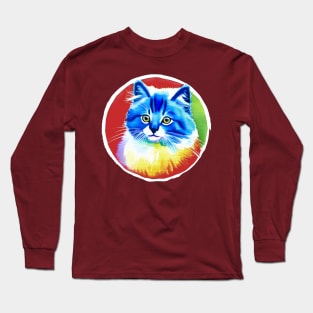 Colorful Rainbow Cats Digital Portrait (MD23Ar010) Long Sleeve T-Shirt